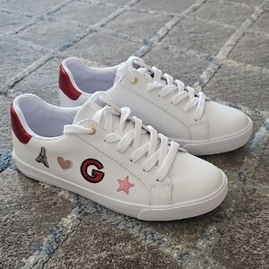GBG White Sneakers with Red and Pink Accents Size 9 1/2